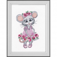 Набор для вышивания ОВЕН арт. 1201 Мышка вертихвостка 13х20 см