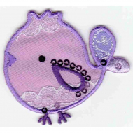 85882_Термоаппликация HKM "Vogel mit Spitze rosalila"