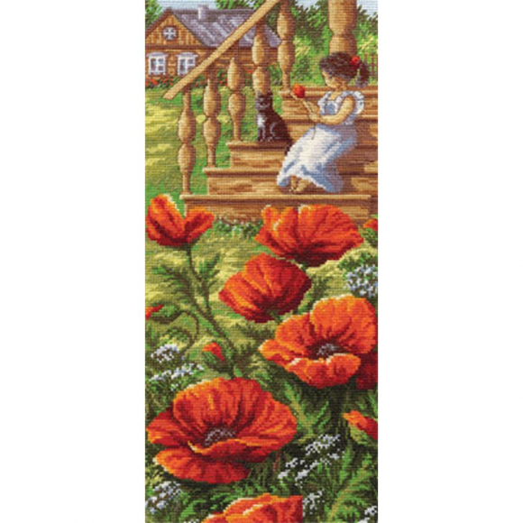 Набор для вышивания PANNA арт. PS-1267 Маки у крыльца 15,5х35 см