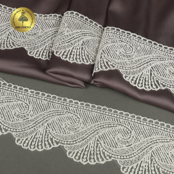Кружево на сетке KRUZHEVO арт.TR.2107 шир.70мм цв.004 сумрачно-белый уп.13,5м