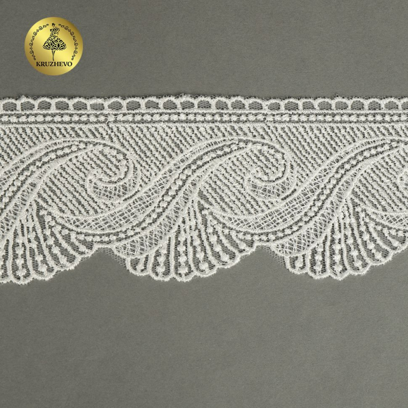 Кружево на сетке KRUZHEVO арт.TR.2107 шир.70мм цв.004 сумрачно-белый уп.13,5м