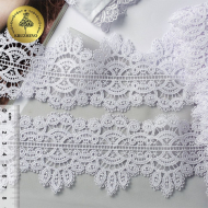 Кружево гипюр KRUZHEVO арт.TR.SUN.11 шир.70мм цв.01 белый уп.9м