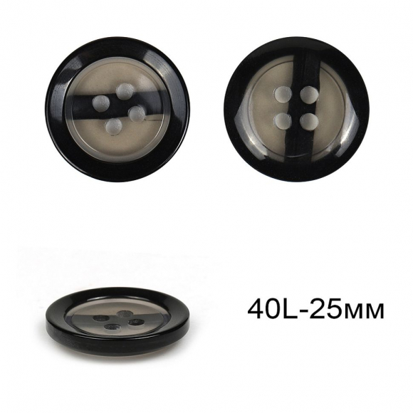 Пуговицы пластиковые C-NE181 цв.черный 40L-25мм, 4 прокола, 36шт