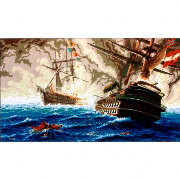 Канва жесткая с рисунком "Морская баталия"