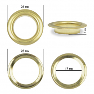 Люверсы сталь TBY.2094 №31 (? 17мм, h 5мм) цв. золото уп. 100шт