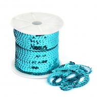 Пайетки плоские на нитях 6мм арт.TBY-F06 цв.11 голубой уп.91,4м