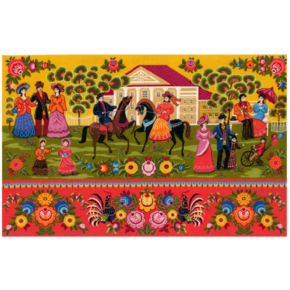 Набор для вышивания мулине НИТЕКС арт.0207 Городецкие мотивы 79х49 см