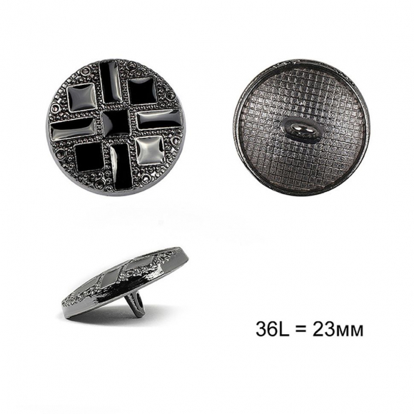 Пуговицы металлические С-ME329 цв.т.никель 36L-23мм, на ножке, 12шт