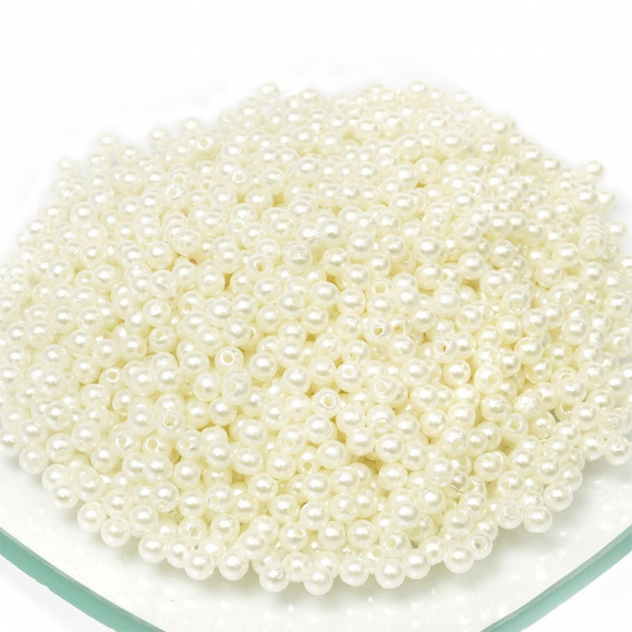 Бусины MAGIC 4 HOBBY круглые перламутр 4мм цв.H02 молочный уп.500г (15000шт)