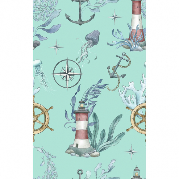 Ткань для пэчворка PEPPY Морские Глубины 135 г/м? 100% хлопок цв.МГ- 18 бирюзовый уп.50х50 см