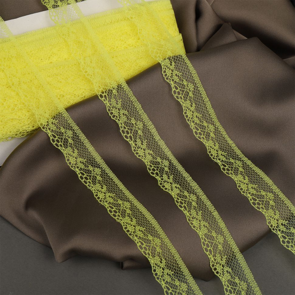 Кружево-трикотаж KRUZHEVO арт.TBY 1669 шир.20мм цв.211 желтый, уп.27,4м