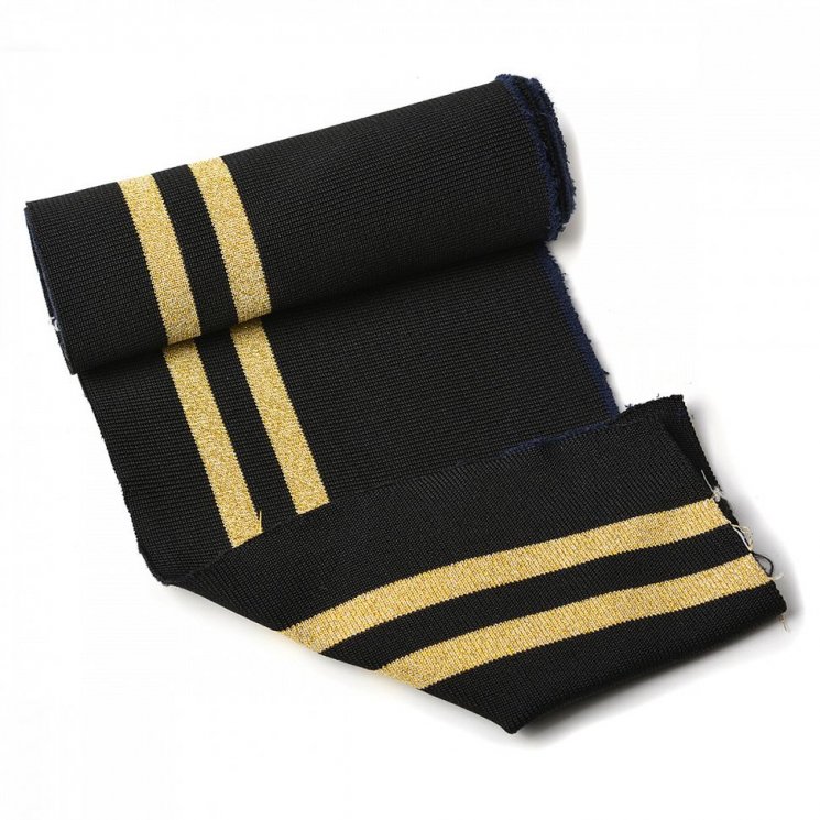 TBY.MP01 Подвяз трикотажный, 98%полиэстер, 2%спандэкс цв.черный с золотыми полосами, 1мх13см уп.5шт