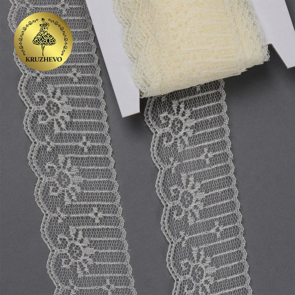 Кружево-трикотаж KRUZHEVO арт.TBY 1666 шир.50мм цв.02 молочный, уп.27,4м