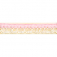 Рюш декоративный с помпонами, 20 мм, цвет кремовый с розовым