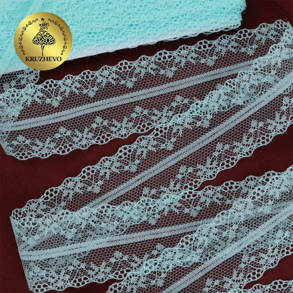 Кружево-трикотаж KRUZHEVO арт.TBY 150-1 шир.40мм цв.08 мята, уп.27,4м