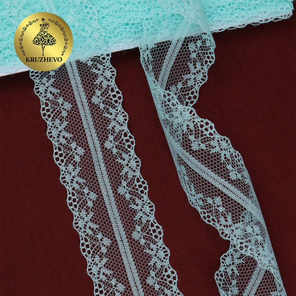 Кружево-трикотаж KRUZHEVO арт.TBY 150-1 шир.40мм цв.08 мята, уп.27,4м