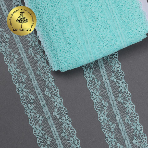 Кружево-трикотаж KRUZHEVO арт.TBY 150-1 шир.40мм цв.08 мята, уп.27,4м
