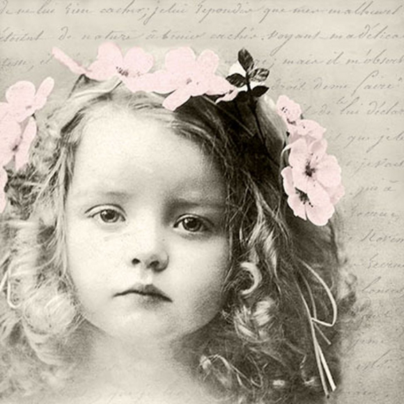 98710_Салфетки трехслойные для декупажа, коллекция "Lunch" Sagen Vintage Design "Милая девочка"