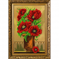 Набор для вышивания бисером СЛАВЯНОЧКА арт. НКС-3051 Маки 28х38 см