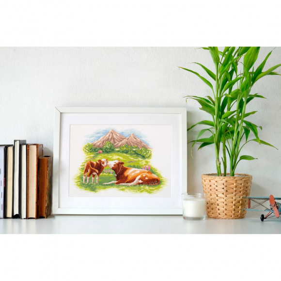 Набор для вышивания PANNA арт. J-7242 Мать и дитя. Коровы 26,5х35 см