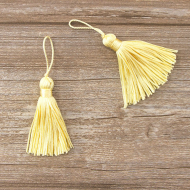 183407_Кисть декоративная на шнуре, длина 70 мм, цвет кремовый