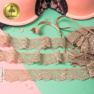 Кружево-стрейч KRUZHEVO арт.TBY.L839 шир.35мм цв.14 шоколад уп.50м