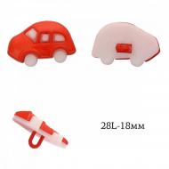 Пуговицы пластик Машинка TBY.P-1528 цв.03 красный 28L-18мм, на ножке, 50 шт