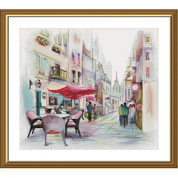 Набор для вышивания мулине НОВА СЛОБОДА арт.НВ3101 Кафе у дома 34х30 см