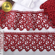 Кружево гипюр KRUZHEVO арт.TR.8G8386 шир.80мм цв.06 бордо уп.9м