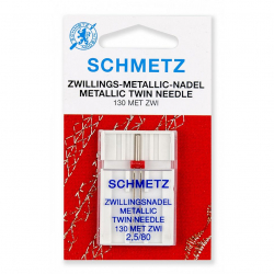 Иглы для бытовых швейных машин Schmetz для металлизированных нитей 130 MET ZWI №80/2,5, уп.1 игла