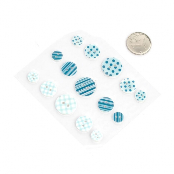 Набор пуговиц Magic Hobby для скрабукинга арт.MG BUT 103 цв.голубой уп.15 шт
