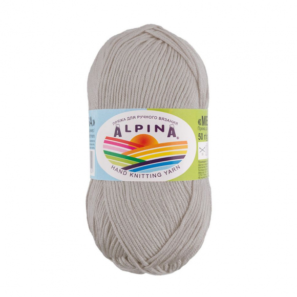 Пряжа ALPINA MELISSA (95% вискоза, 5% кашемир) 10х50г/125м цв.03 св.серый
