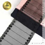 Кружево на сетке арт.TBY 10241 шир.130 мм цв.черный уп.13,71м