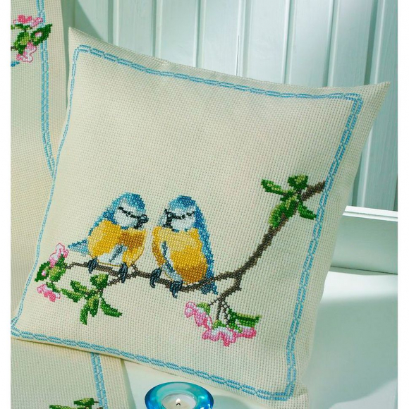 Набор для вышивания PERMIN арт.83-2855 Подушка Лазоревка 40х40 см