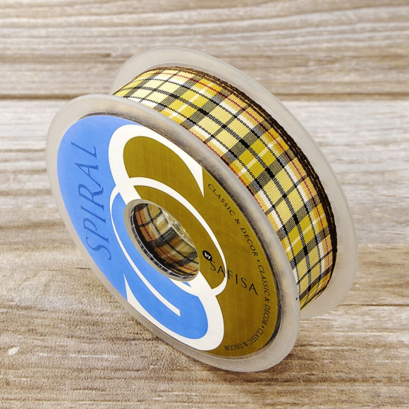 Лента с рисунком клетка SAFISA, 26 мм, 25 м, цвет 02, охра