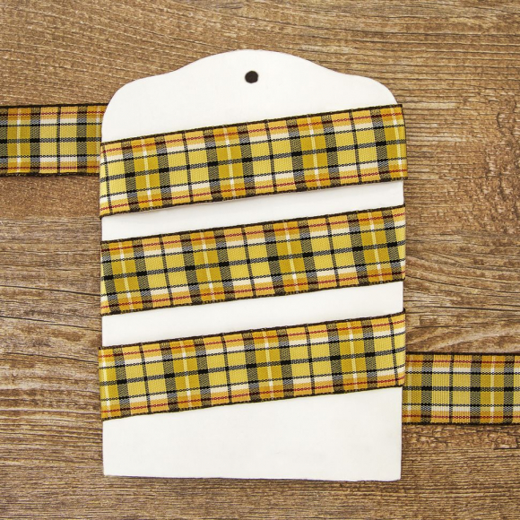 Лента с рисунком клетка SAFISA, 26 мм, 25 м, цвет 02, охра