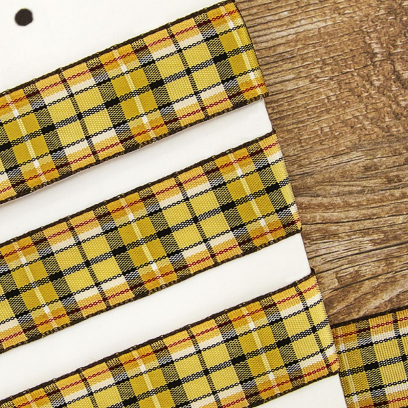 Лента с рисунком клетка SAFISA, 26 мм, 25 м, цвет 02, охра