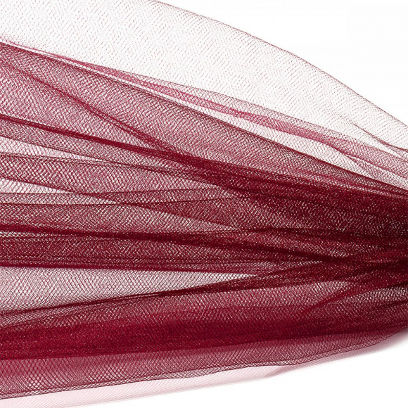 Фатин Кристалл средней жесткости блестящий арт.K.TRM шир.300см, 100% полиэстер цв. 100 К уп.50м - вишневый