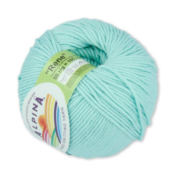 Пряжа ALPINA RENE (100% мерсеризованный хлопок) 10х50 г/105м цв.137 св.бирюзовый