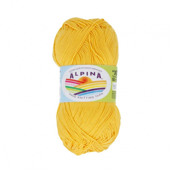 Пряжа ALPINA XENIA (100% мерсеризованный хлопок) 10х50г/240м цв.014 желтый Пряжа ALPINA XENIA (100% мерсеризованный хлопок) 10х50г/240м цв.014 желтый