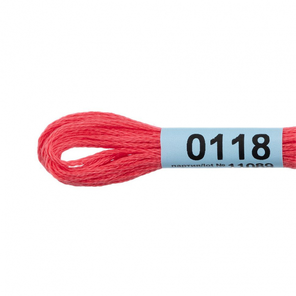 Нитки для вышивания Gamma мулине (0001-0206) 100% хлопок 24 x 8 м цв.0118 розово-красный