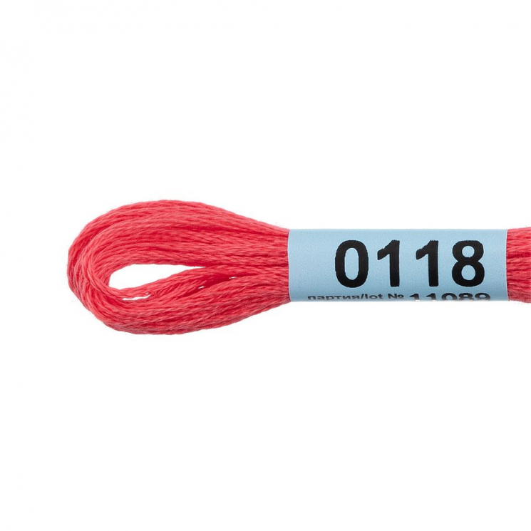 Нитки для вышивания Gamma мулине (0001-0206) 100% хлопок 24 x 8 м цв.0118 розово-красный