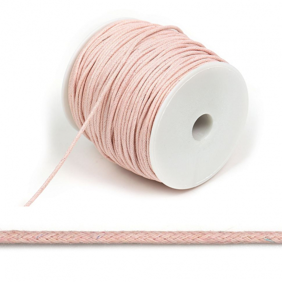 Шнур вощеный 2мм, 100% хлопок цв. 136 розовый уп.100м