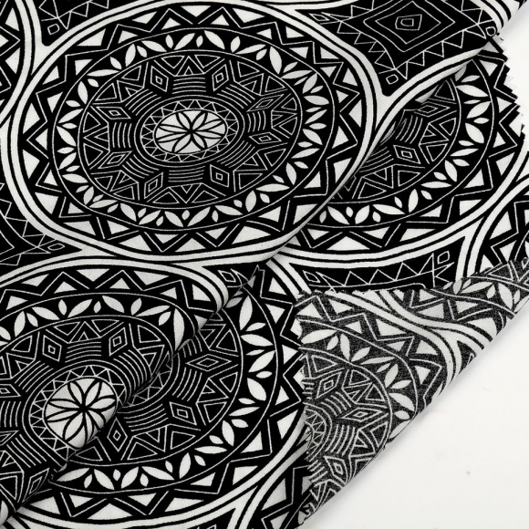 Ткань Штапель 90 г/м? 100% вискоза шир.145 см арт.TBY.Vi.pr.E831.1 цв.01 черный рул.25м