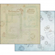 74641_Бумага двухсторонняя для скрапбукинга "Почтовые штемпели"