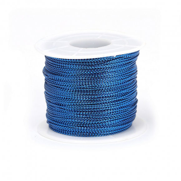 Шнур декоративный металлизированный арт.TBY.SHDM40 1мм цв.синий уп.100м