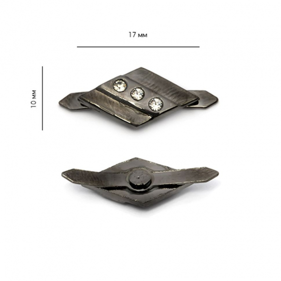 Украшение фигурное с шипами HP-2801 17х10мм со стразами цв. никель черный уп. 100шт