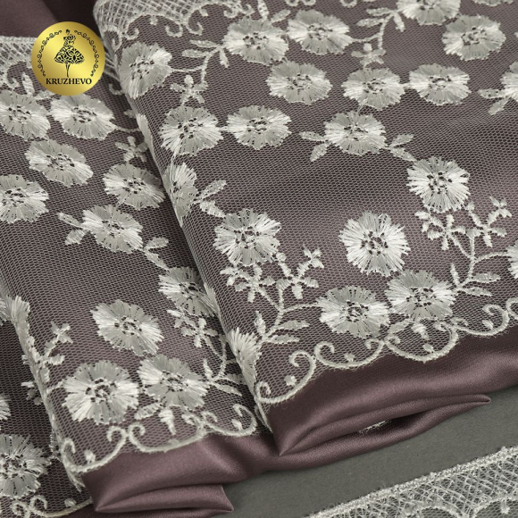 Кружево на сетке KRUZHEVO арт.TR.2114 шир.135мм цв.белый уп.18,5м Кружево на сетке KRUZHEVO арт.TR.2114 шир.135мм цв.белый уп.18,5м