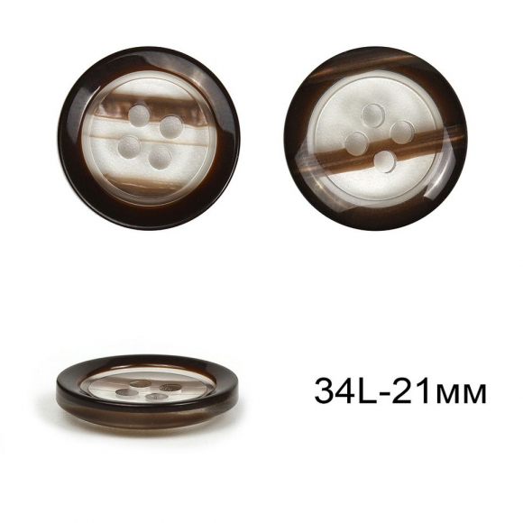 Пуговицы пластиковые C-NE181 цв.коричневый 34L-21мм, 4 прокола, 36шт