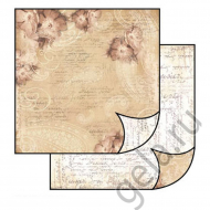 27537_Бумага двухсторонняя для скрапбукинга "Цветы - слоновая кость\коричневый"